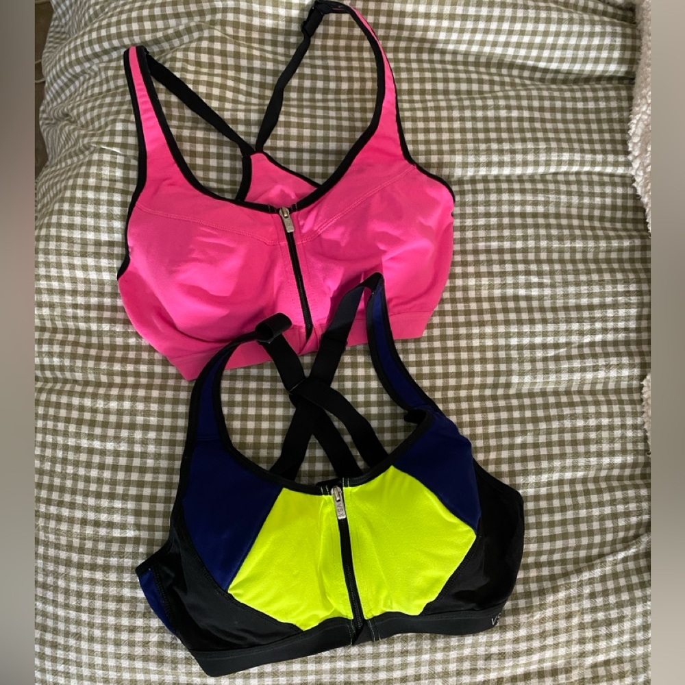 Victoria’s Secret Sport bras (2). Fun neon colors, size 34B. VSX Sport